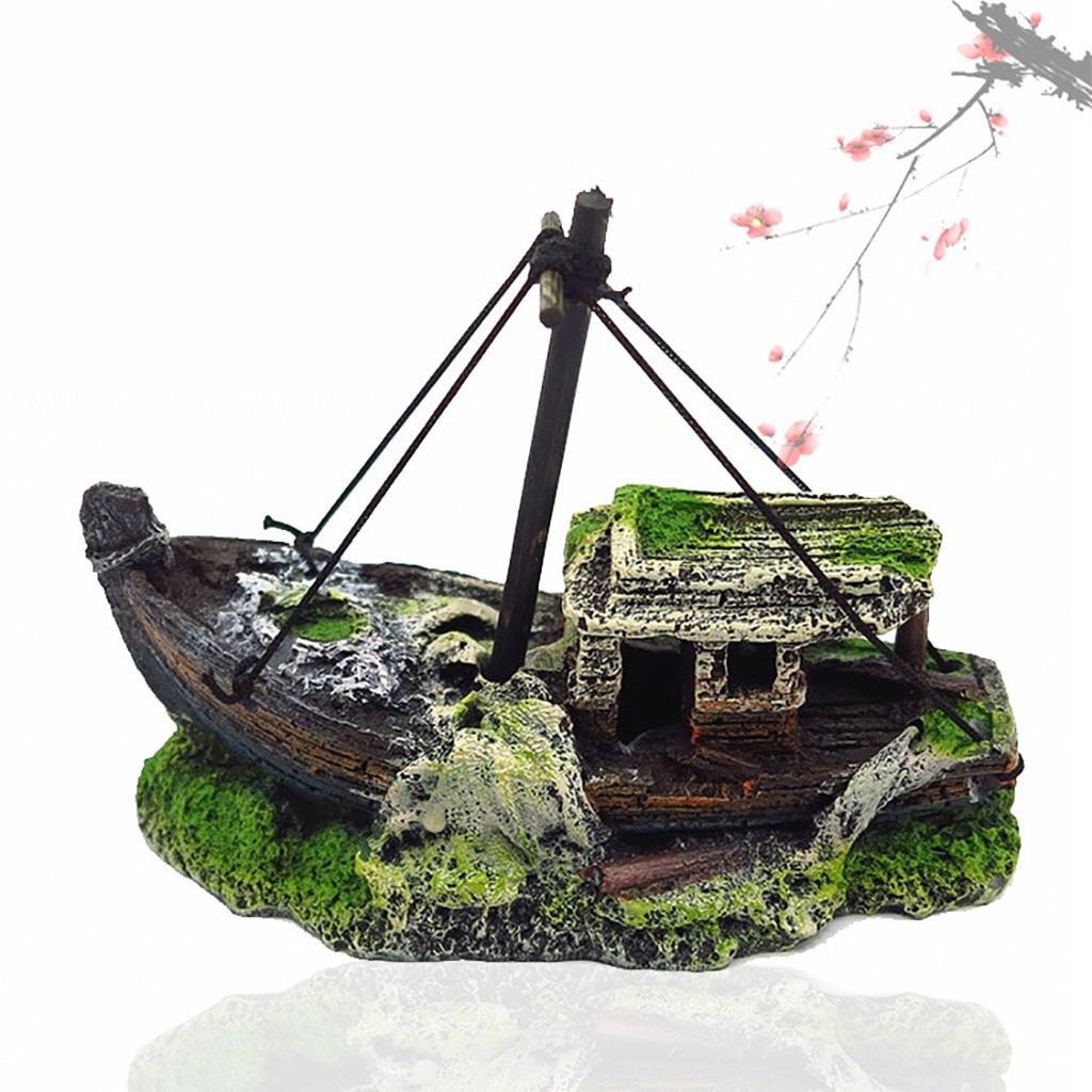 Wreck Ship Ornament Decoration for Aquascape Aquarium - Resin Material