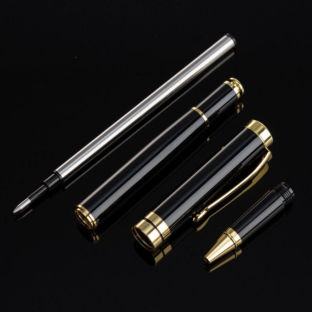 NICKOLAS1 Roller Ballpoint Pen Mengenang Hadiah Deluxe Golden Clip Stainless Steel Tinta Hitam Alat Tulis Siswa Roller Ball Pen