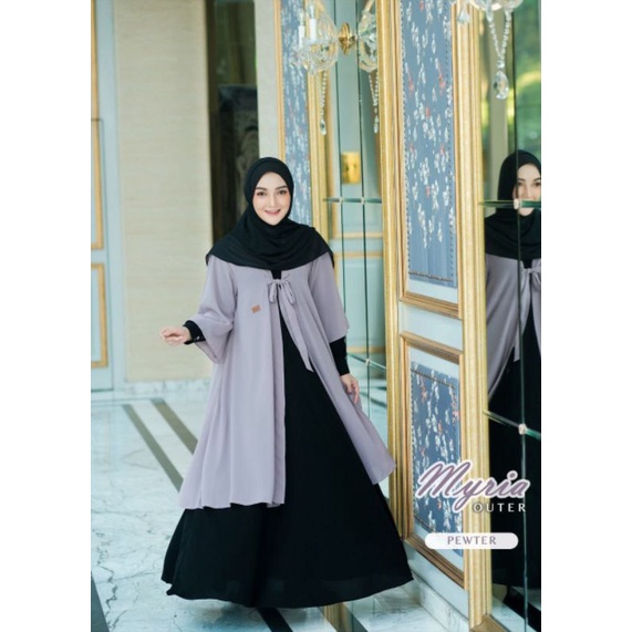 Myria Series Set Outer Gamis Busui Dress Kekinian Syar'i Ceruty Crepe Premium