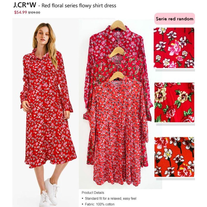 Jcr*w flora series longsleveed shirt dress