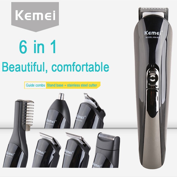 Kemei Alat Cukur Elektrik 6 in 1 Hair Trimmer Shaver KM 600 Hitam Murah