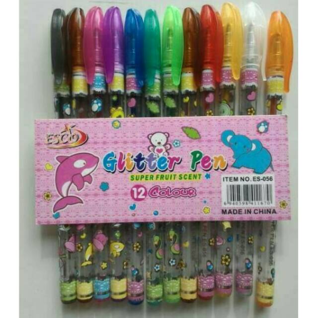 

Glitter Pen 12 Warna Esco Pulpen Gliter