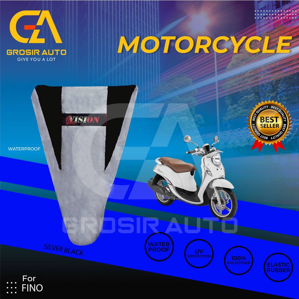 Cover Motor / Selimut Pelindung  Sarung Motor / Penutup Motor Fino Vision Silver Hitam Waterproof