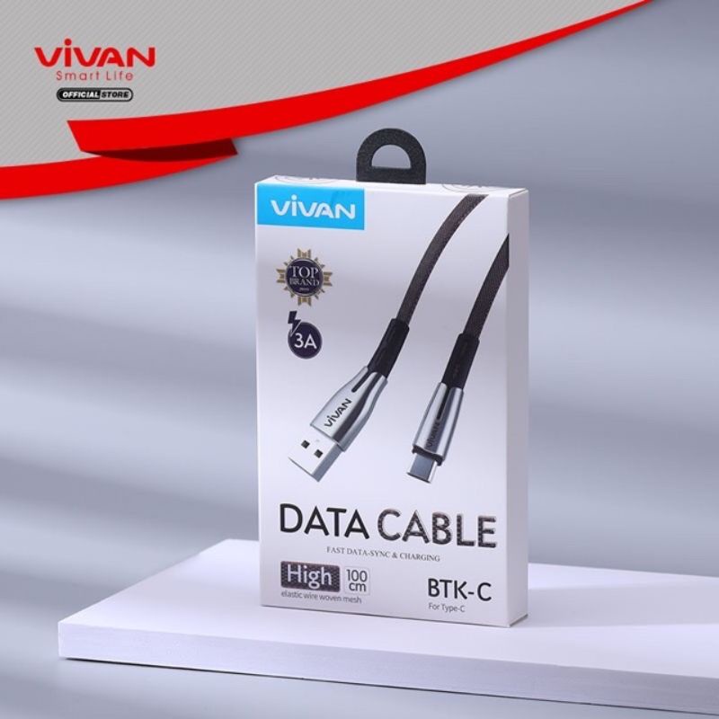 (Vivan BT-KC) Kabel Data Type C Fast Data Sync dan Quick Charge 3A Quallcom 3.0 Kabel Usb C