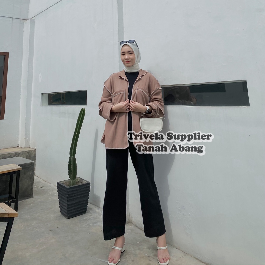 Outer Kemeja Rajut Bolbal Oversized 4 Warna