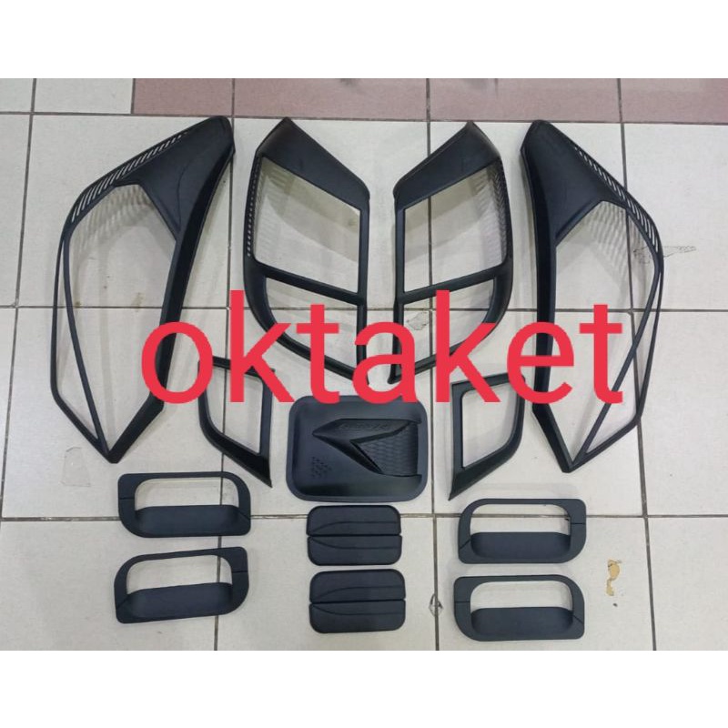 paket lengkap agya ayla 2017 2018 2021  hitam  outer handle tank cover garnish depan belakang