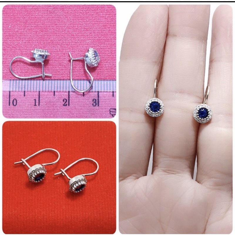 Anting perk 925 lapis emas putih mata biru anting katip mata biru