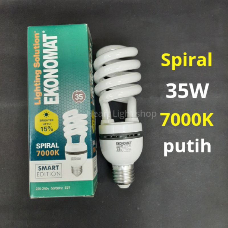 Lampu ekonomat spiral model 35w putih daylight/lampu ulir model 35w putih/ekonomat spiral 35w putih/