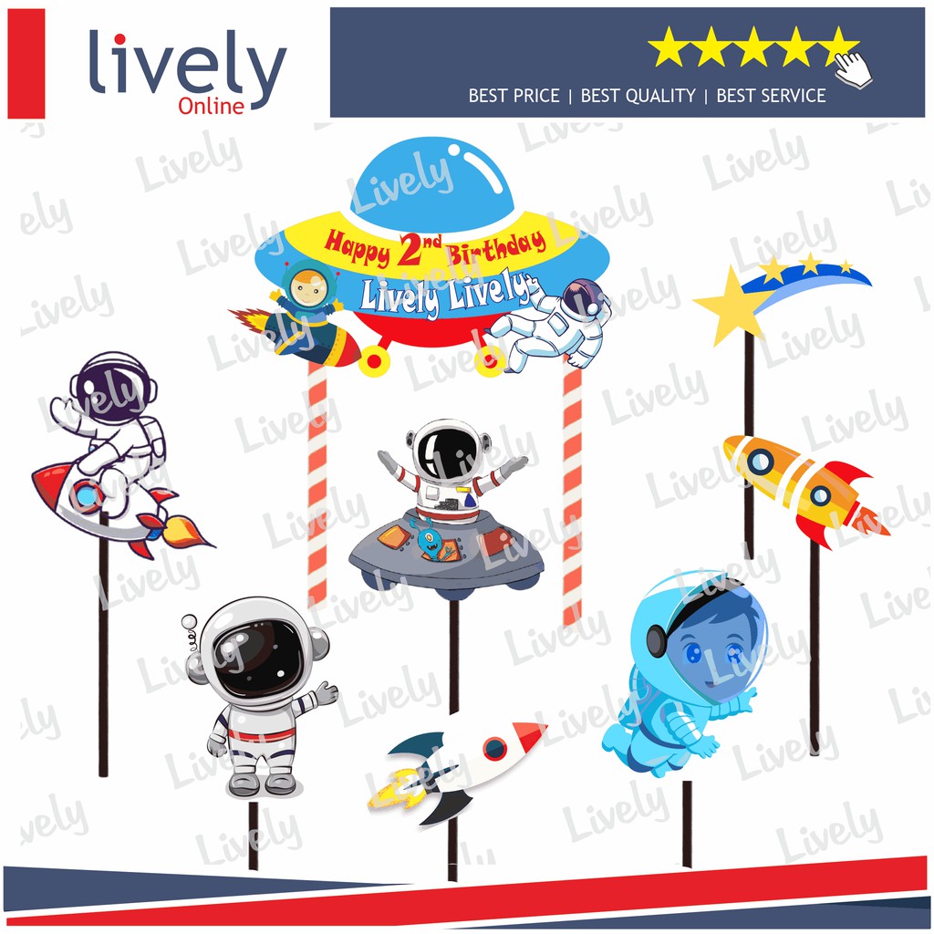 CUSTOM NAMA CAKE TOPPER KARAKTER ASTRONOT HIASAN KUE ULANG TAHUN HAPPY BIRTHDAY