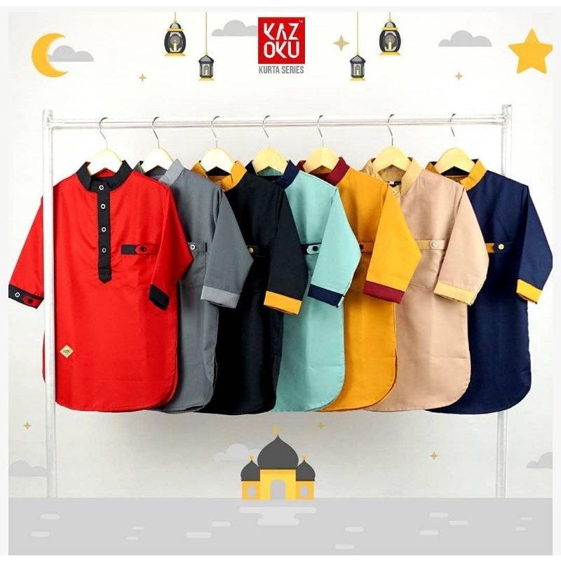 Atasan Kurta Anak Laki Laki Usia 3-9/10 Tahun Baju Koko Kurta