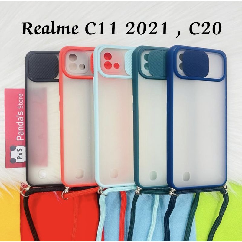 Realme C20, C11 2021 Softcase dove sliding camera + Tali Laynard [Premium]