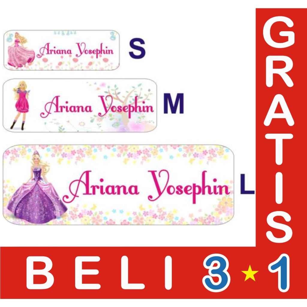 

STIKER LABEL NAMA WATERPROOF BASIC BARBIE 2