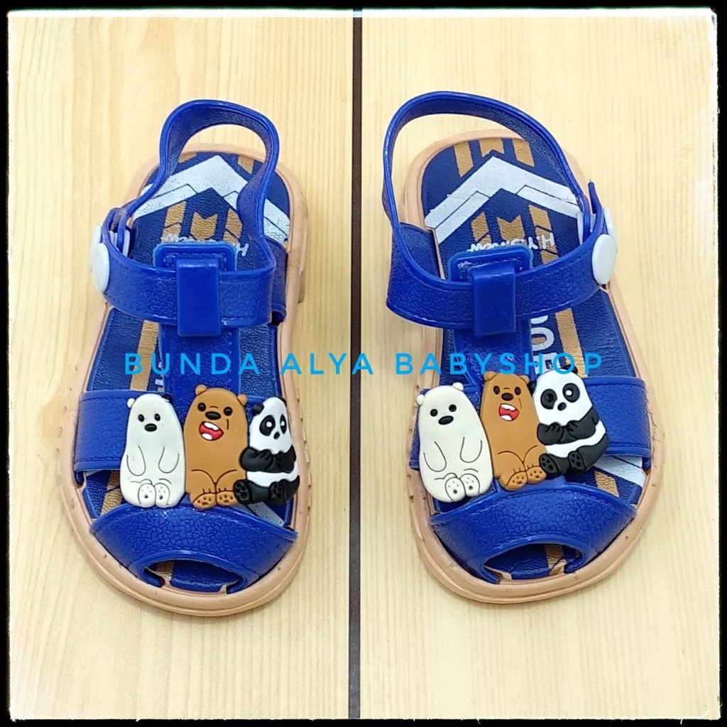 Sendal Anak Laki  Usia 6 Bulan 1 2 3 Tahun BIRU Kartun Karet Lentur - Sandal Anak Cowok Elastis Karet Anti Licin