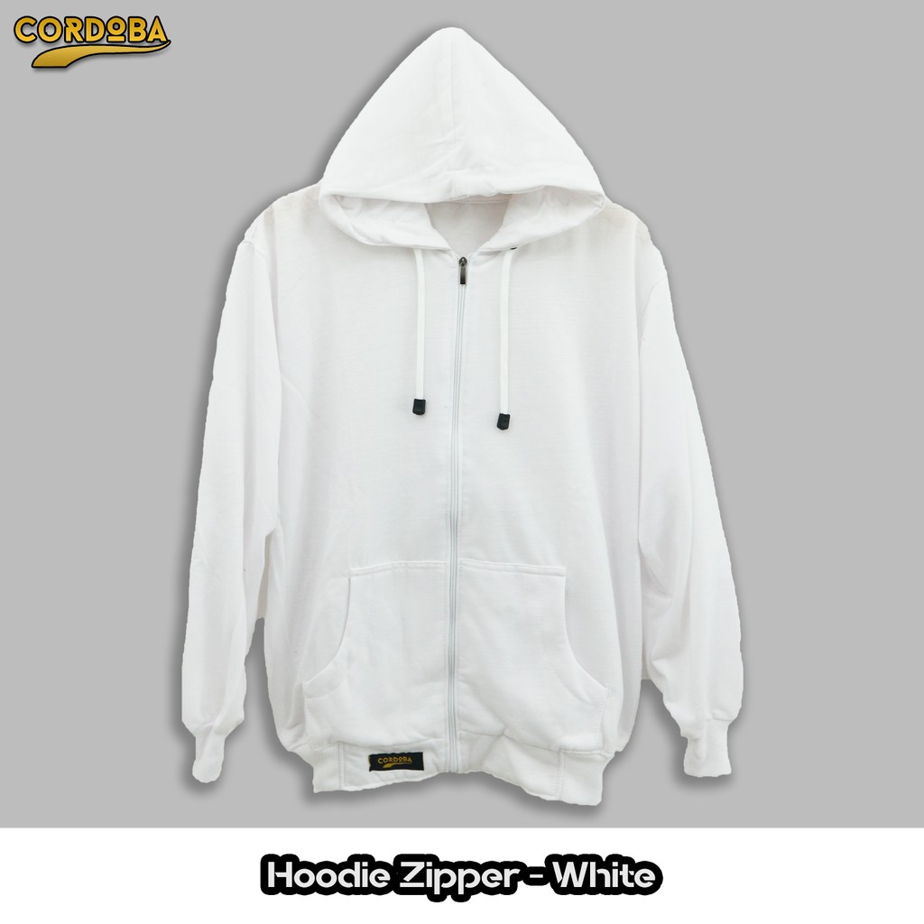 Jual Hoodie Cotton Fleece Polos Cordoba White / Putih Shopee Indonesia