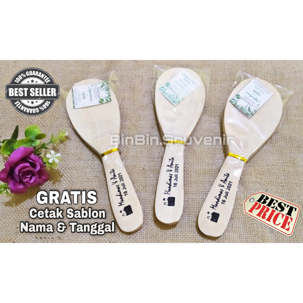 Sovenir Pernikahan Murah Souvenir Centong Kayu Cetak Nama dan Tanggal Sovener Nikahan Murah