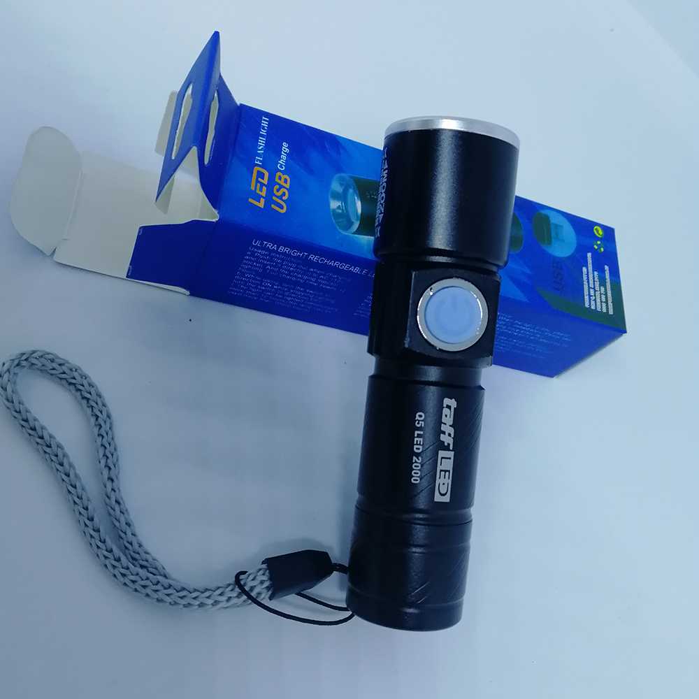 FatihShop TaffLED Senter LED Mini USB Rechargeable Q5 LED 2000 Lumens