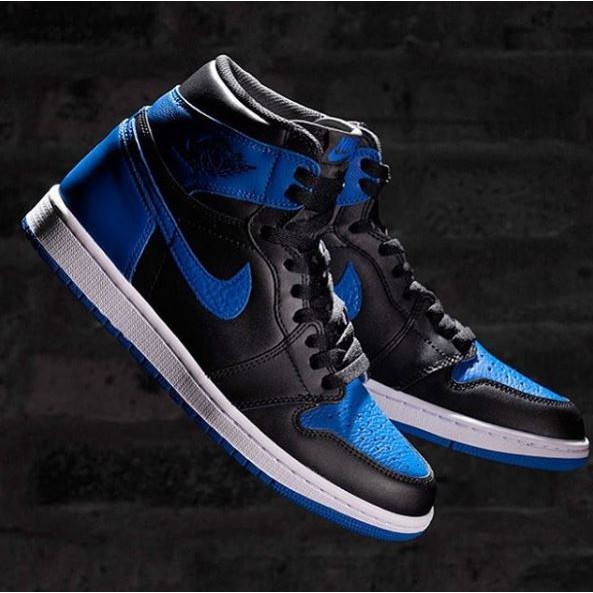 blue and black air jordan 1