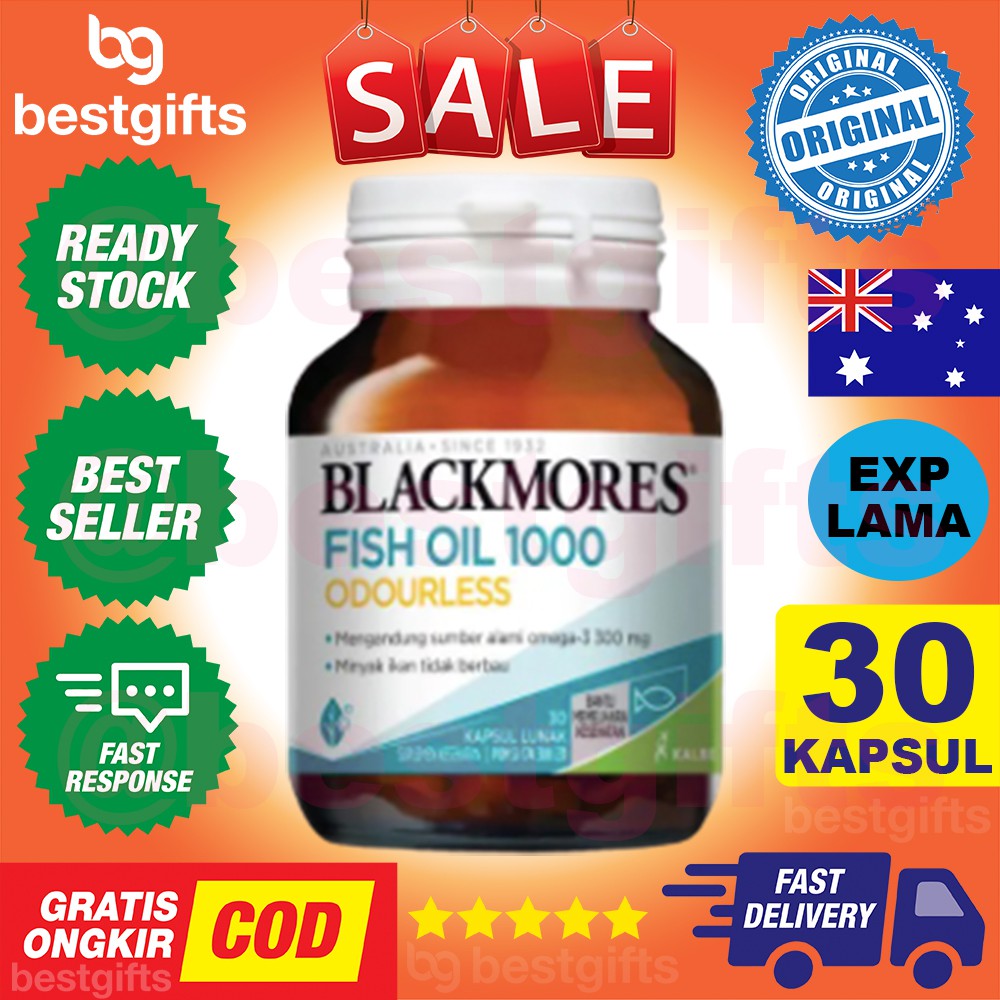 BLACKMORES ODOURLESS FISH SALMON OIL OMEGA 3 1000MG 1000 MG KALBE - 30 KAPSUL