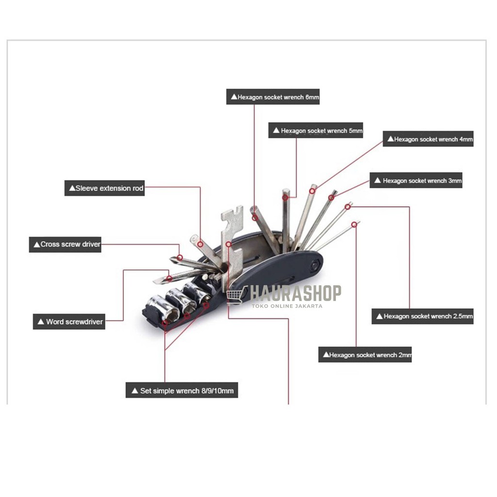 Alat Reparasi Multifungsi EDC 15 IN 1 Stainless Repair Tools / Obeng Multifungsi Sepeda Dan Perkakas