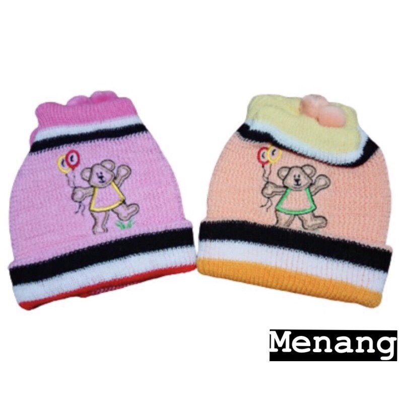 Topi Rajut BAYI Newborn(USIA 1-12 BULAN) Boboko  merah BAHAN KATUN TEBAL &amp; HALUS (TERMURAH)BISA PILIH MOTIF