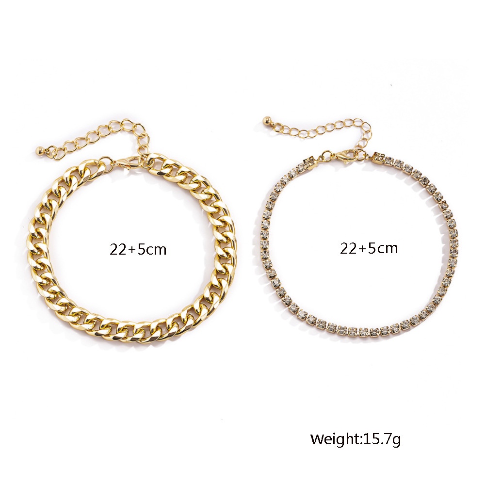 2pcs / Set Gelang Kaki Wanita Hias Zircon Gaya Vintage Untuk Musim Panas / Pantai