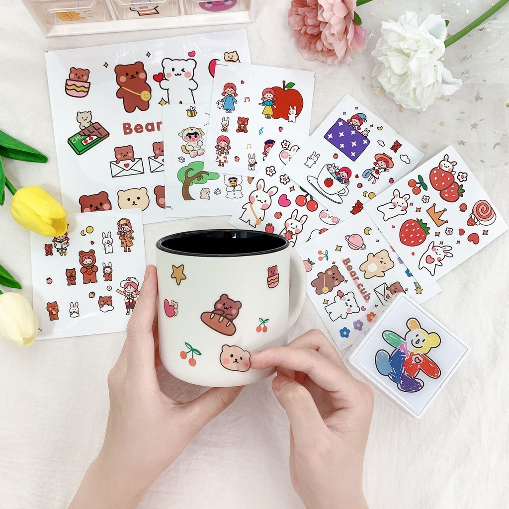 

[CLEARANCE SALE] BUY 1 GET 1 PET CUTE STICKER DEKORASI BINDER SCRAPBOOK JURNAL STIKER / DIY DECOR JOURNAL BOOK