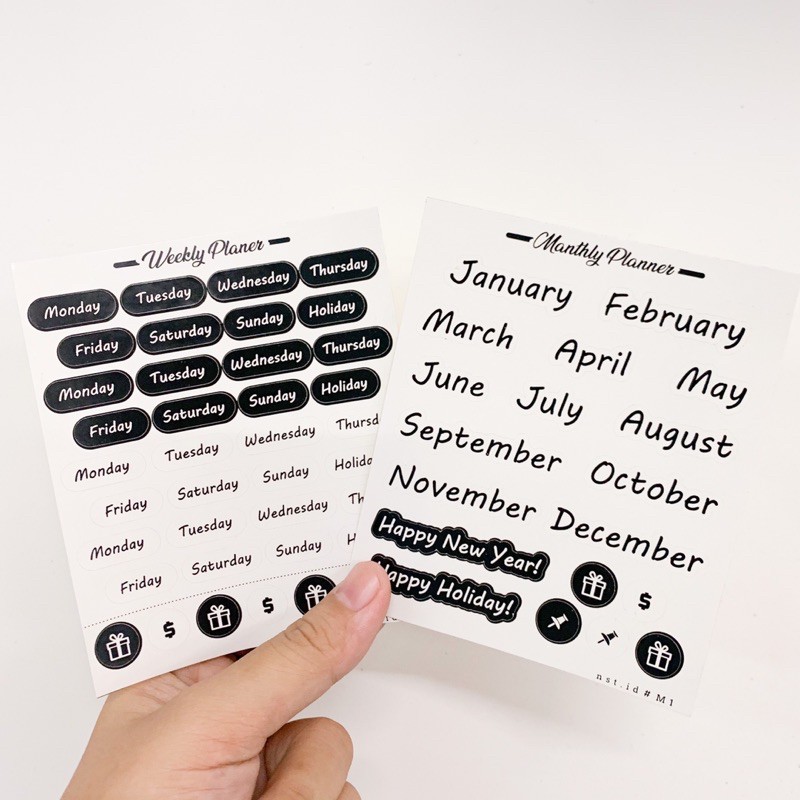 

Stiker Alphabet Huruf Aesthetic Bujo Planner Journal Hitam Putih Angka Tanggalan DIY