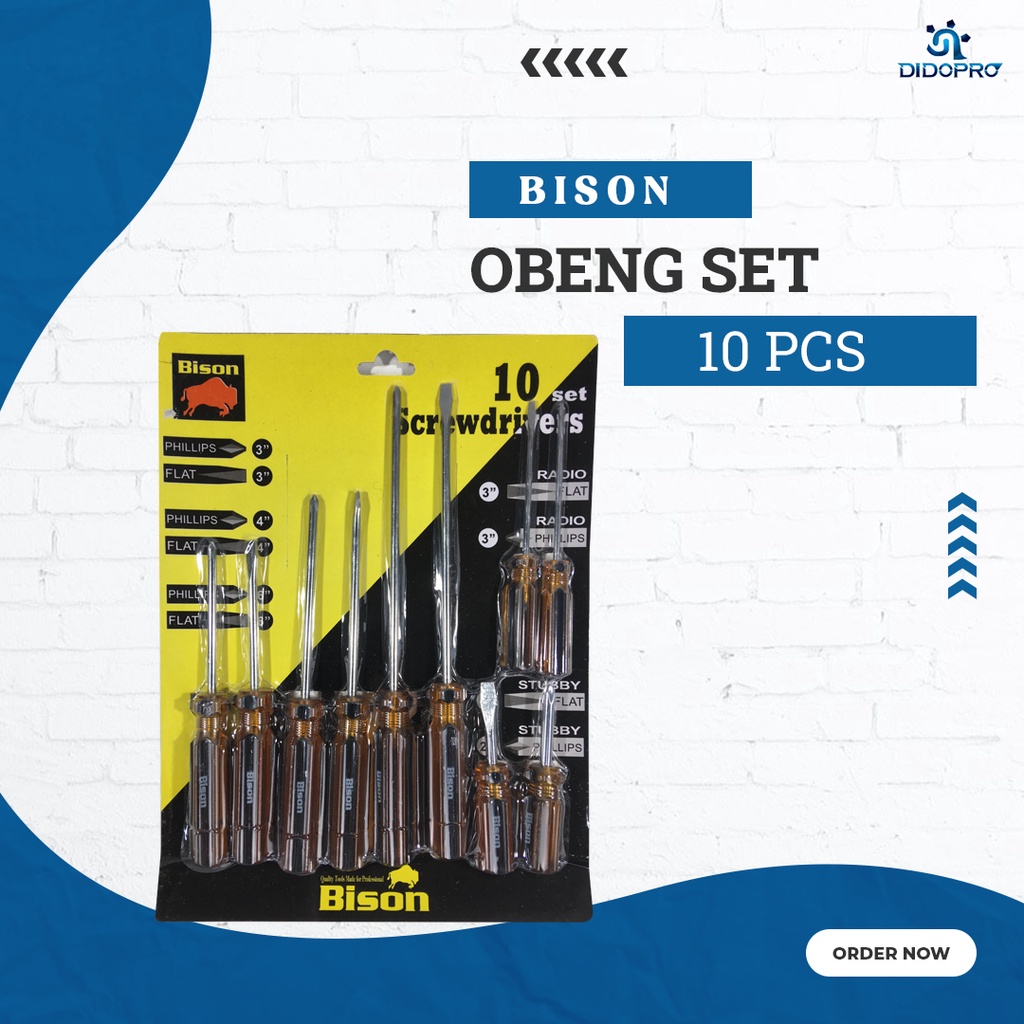 OBENG SET 10 PCS BISON PLUS MINUS TOOL KIT BUKAN TOOL SET OBENG