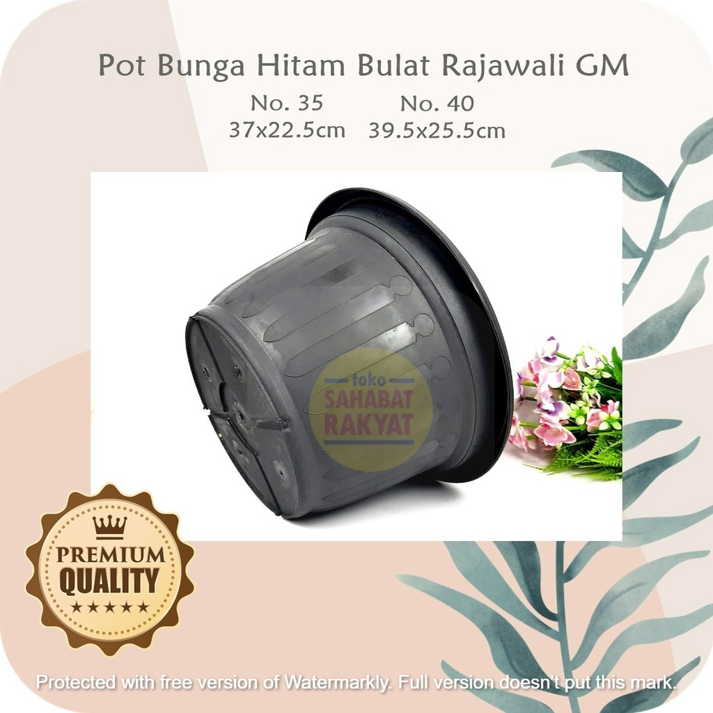 RML764Y2 - Pot Bunga Bulat Hitam Rajawali GM