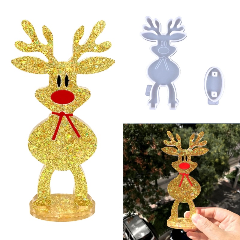Cetakan Resin Epoksi Kristal Bentuk Rusa Natal Bahan Silikon Untuk Hadiah Anak