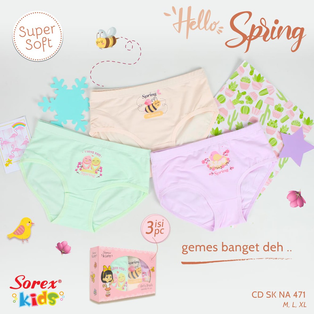 Cd Anak Sorex Cewek / Celana Dalam Anak Sorex Perempuan M-XL / CD Anak Sorex  NA401 / NA402 /NA 403/NA470