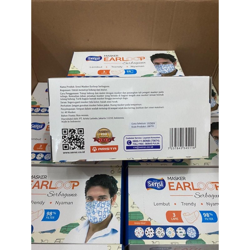 MASKER SENSI EARLOOP MOTIF ISI 40 pcs