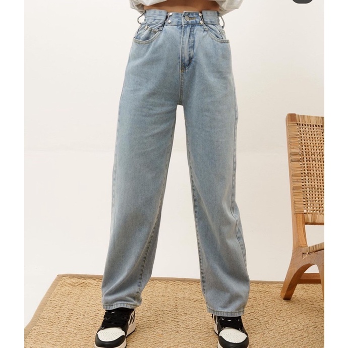 Jeans Rose Blackpink Straight HighWaist Cantol Lisa Blackpink