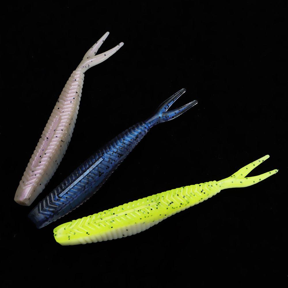 Suyo 20Pcs Umpan Pancing Cacing Imitasi Bahan Silikon Dua Warna