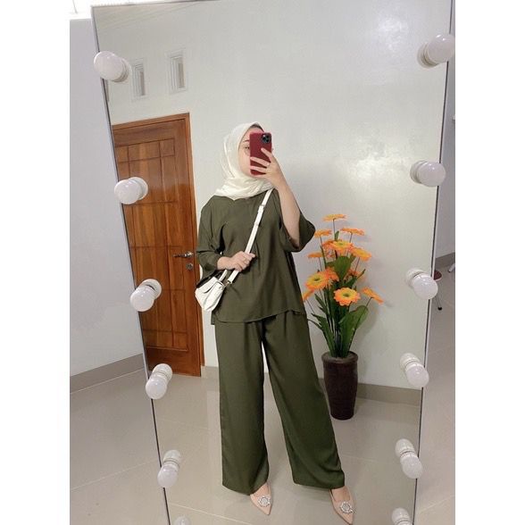 BEFAST - ZFS OOTD Setelan Kulot YUMNA / DOROTHY RAYON DIAMOND KULOT SET / Setelan Wanita / Oneset Kekinian Remaja Wanita / Set Atasan Blouse Lengan Panjang+Celana Kulot / Setelan Polos Casual / Terbaru 2022