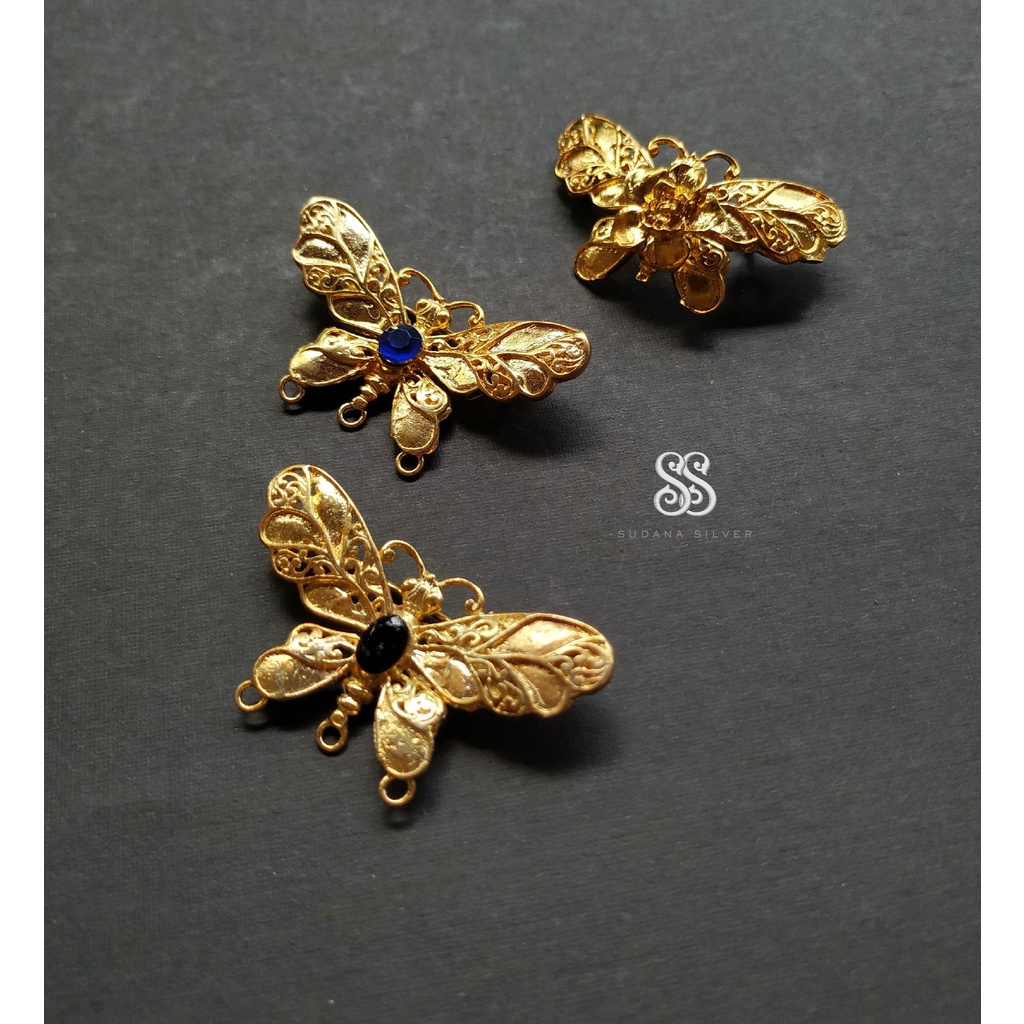 Bros Hijab Motif Kupu-Kupu Gold Plated Alpaka Bali