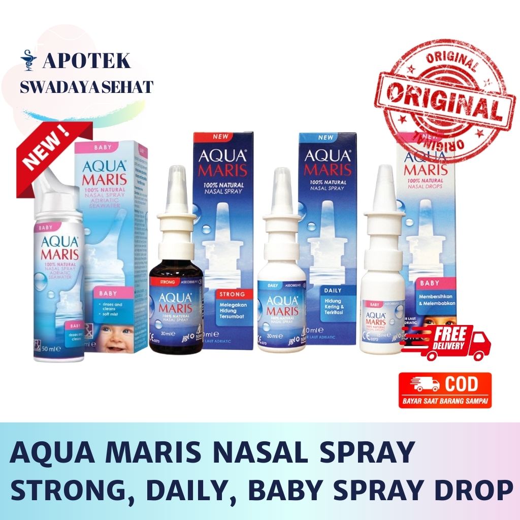 AQUA MARIS Natural Nasal Strong Spray - Daily 30 ML - Baby Nasal Spray 50 ML - Baby Drop 15 ML - Semprot Cuci Hidung