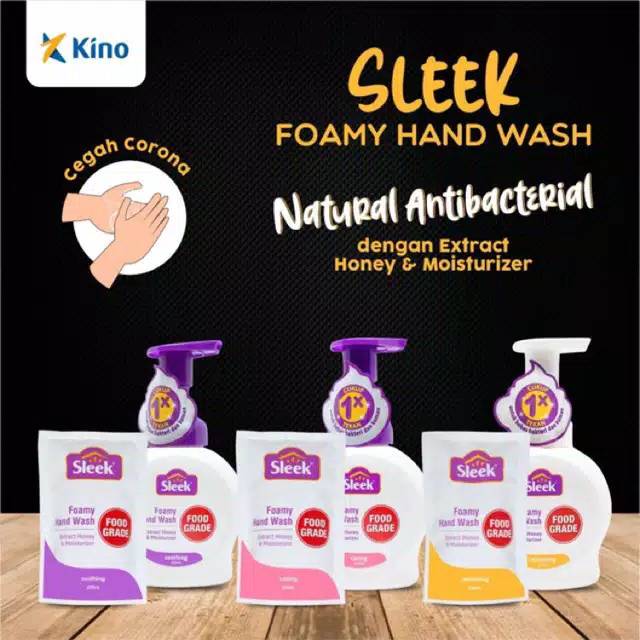 Sleek Foamy Hand Wash Botol 250 ml Anti Bakterial Moisturizer Cegah Covid-19