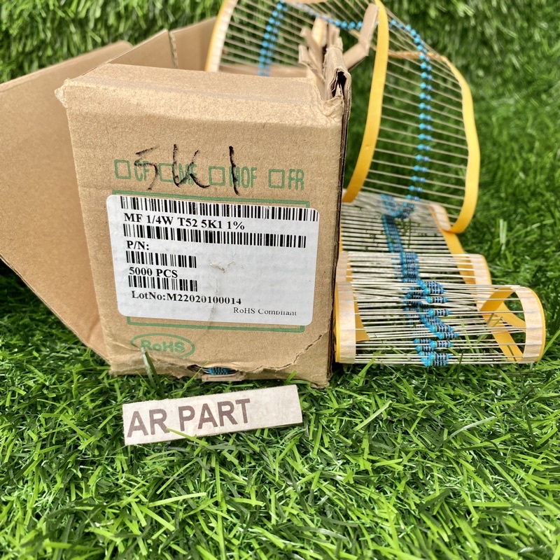 x10 resistor 5k1 1/4watt 1% metal film taiwan kaki tembaga
