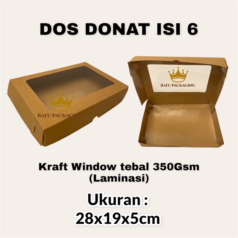 

RATU | Dos KRAFT DONAT D6 ISI 6 Kue Donat isi 6 Window Laminasi Uk 28x19x5 Kardus Box Kue Donat isi 6 Window Laminasi Box Dus Karton Kardus Hampers Kue Box