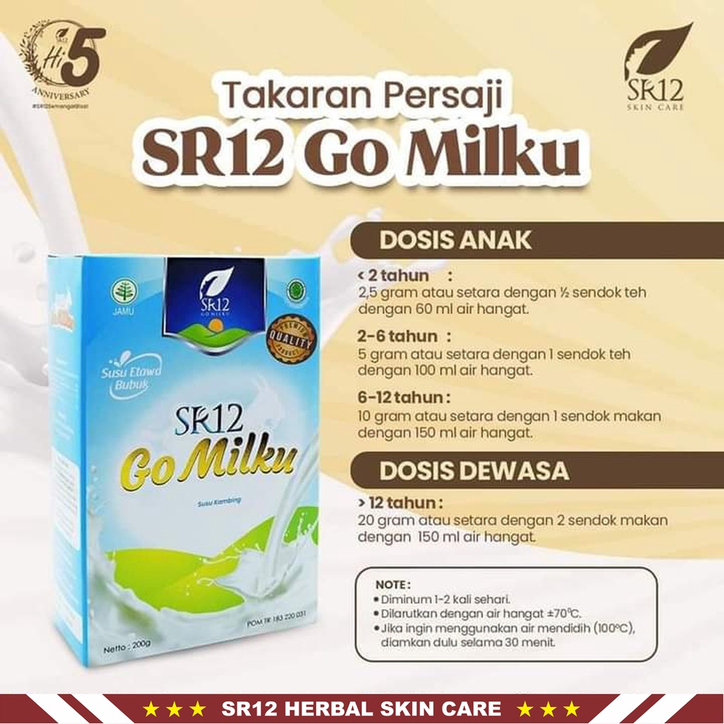 Susu GoMilku SR12 | Susu Kambing Etawa Netto 600 gram | Susu SR12 Herbal | Susu Herbal SR12 Bubuk