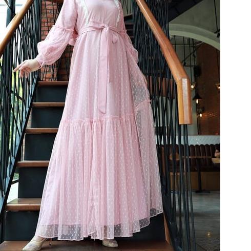 ♫ Tiara Maxy / Gamis Moscrepe Mix Tile Aplikasi Renda / Gamis Wanita / Gamis Wanita ➣