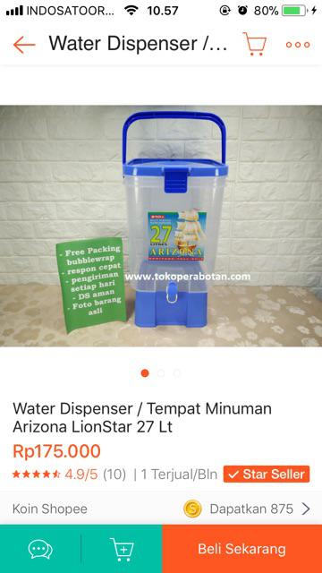 Tokoperabotan Water Dispenser / Tempat Minuman Arizona Lionstar 27 Lt
