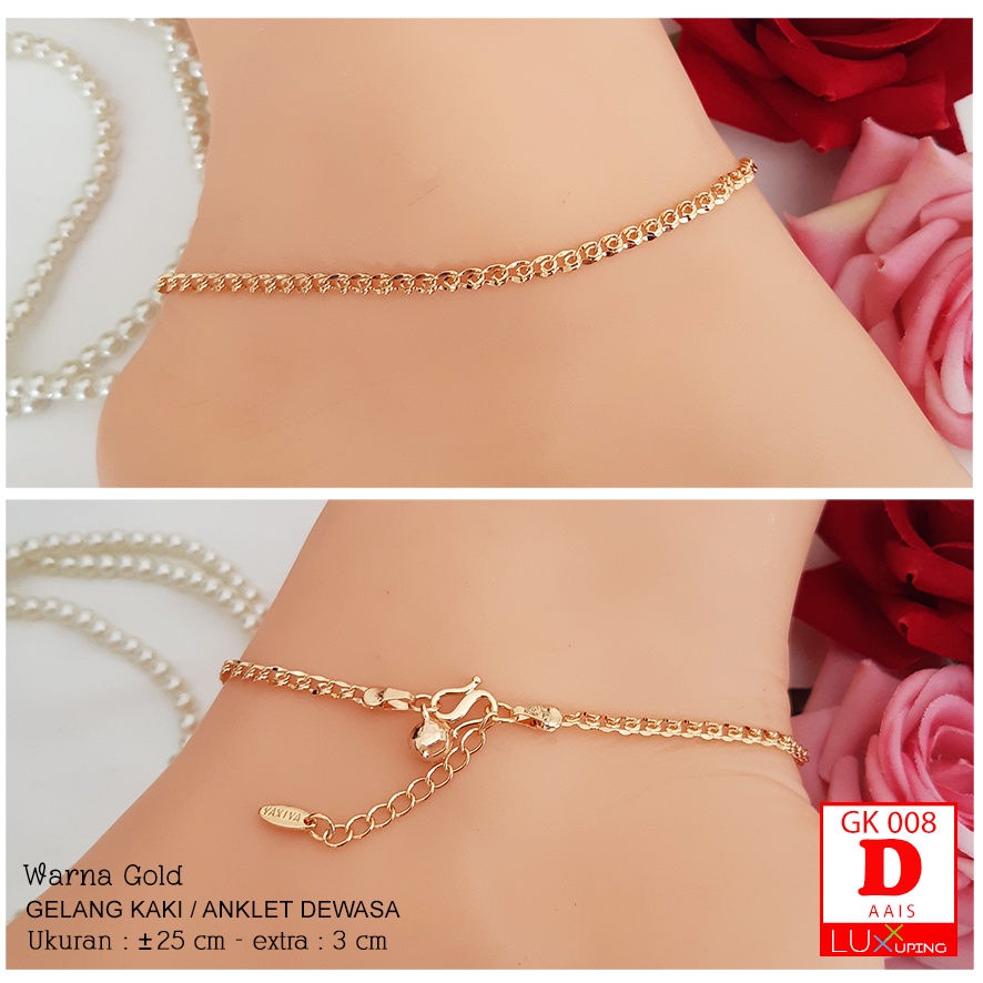 GK 004  Gelang Kaki Polos Biji Lada Perhiasan Lapis Emas Anklet Xuping Gold Luxx Xuping