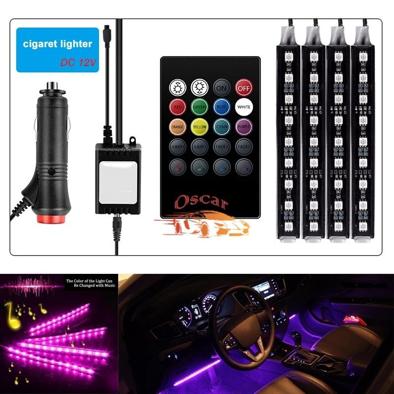 ED LAMPU KOLONG + Remote Dekorasi Dashboard Mobil 16 Warna DRL RGB