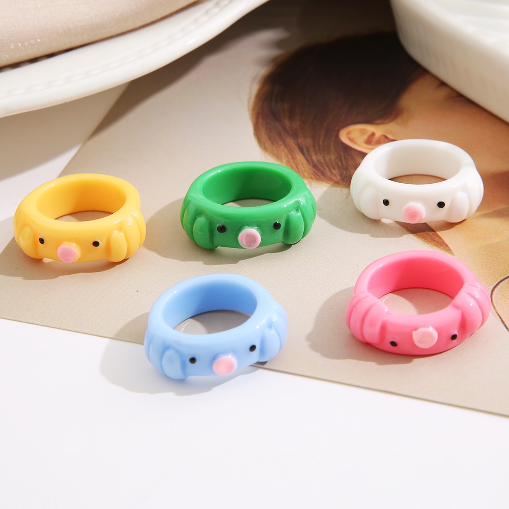 Cincin Bentuk Beruang Gurita Warna-Warni Bahan Resin Untuk Wanita