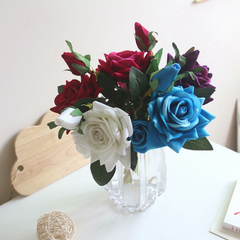 COD BUNGA PLASTIK ARTIFISIAL BUNGA TANGKAI MAWAR BUNGA MAWAR JUMBO BAHAN BELUDRU BT9034