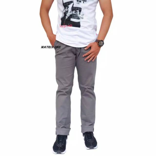 Celana Chino Slim Panjang Pria Celana Bahan Katun Original Destro Size:S-XXL