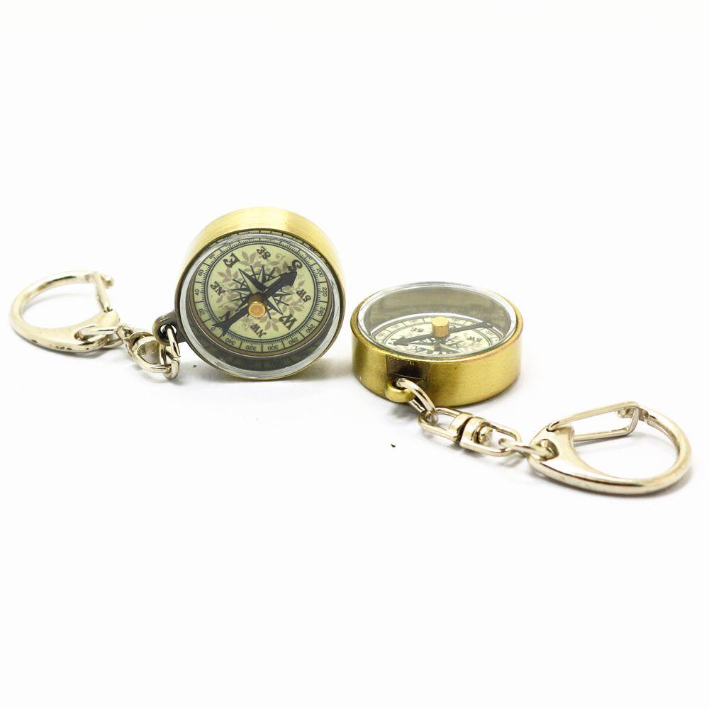 Lanfy Kompas Mini 1pcs Outdoor Survival Zinc Alloy Pendant Peralatan Panjat Gantungan Kunci Alat Navigasi Vintage Key Ring