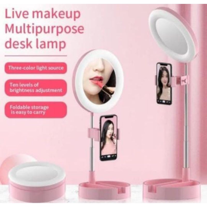TRIPOD SELFIE LAMPU LED + KACA MAKE // MIRROR KACA LIPAT MAKE UP